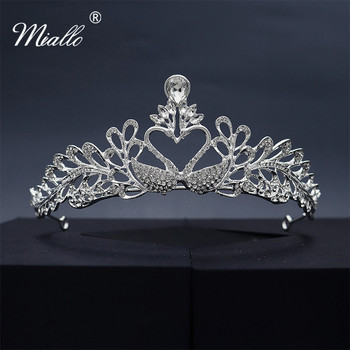 Miallo Fashion Crystal Crown Queen Princess Wedding Swan Tiaras and Crowns Women Beauty Pageant Crown Headpieces